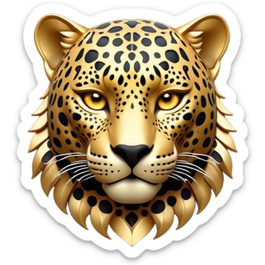 Cinematic Noble Jaguar Portrait Emoji, Poised and elegant, with a sleek, muscular build adorned with striking rosette patterns and intense, focused eyes, Simplified yet sharp and sophisticated features, highly detailed, glowing with a soft, wild luminescence, high shine, intelligent and graceful, stylized with an air of untamed nobility, focused and alert, soft glowing outline, capturing the essence of a watchful guardian that feels as though it could step out of the screen with effortless authority! sticker