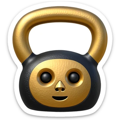 a weight in the form of a large rectangular kettlebell sticker