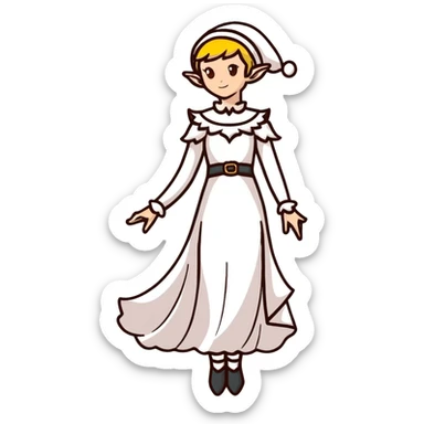 elegant female elf with feminine features, beautiful dress, graceful posture sticker