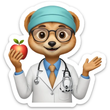 un suricate médecin très très heureux (reproduire les memoji d'apple) sticker