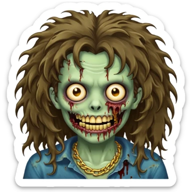 zombie with Brunette fluffy hair and grillz sticker