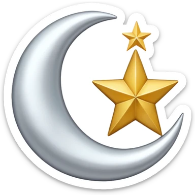 Star and Crescent emoji with black backgroun and no face but the start and crescent both should be in white colour sticker