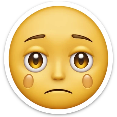 A regular yellow  skin, round face emoji looking straight at me not smilling, just staring with a tear rolling down its cheek sticker