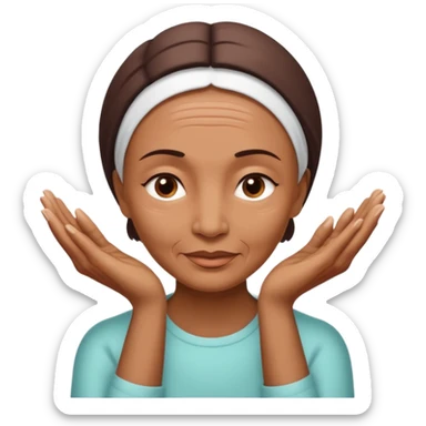 Simple emoji of a face with wrinkles being smoothed by hands,
both hands gently stretching the skin,
wrinkles visible on one part and smooth skin on the other,
clear wrinkle-reducing effect,
simple and easy-to-understand icon,
no beauty or medical elements

 sticker
