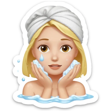 a female washing  her face sticker