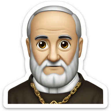 Saint Padre Pio avec un chapelet levant les deux mains visibles vers le haut et montrant ses stigmates paumes ouvertes, visage de padre Pio et chapelet à la main  sticker