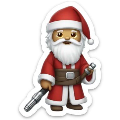 Jedi Santa Claus holding a lightsaber sticker