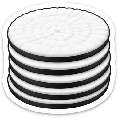 A long pile of 100 round flat thin cotton pads sticker