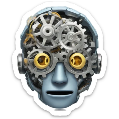 mechanical robot brain with gears sticker