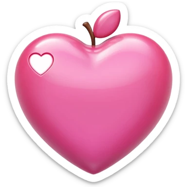 Apple-style 3D emoji of a shiny pink  heart, smooth and glossy surface, simple and elegant design, no background. sticker