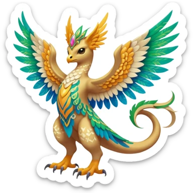 colorful lush ethereal divine winged exotic patterned beautiful elegant pretty realistic Fakémon-Digimon-Fionbri-Trico-creature (full body) sticker