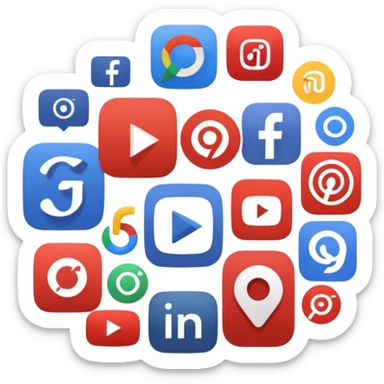 Make a image of Google app logo in the middle while other apps like Youtube, Netflix, TikTok, Instragram, And Facebook is circling it. Don't add date or time please sticker