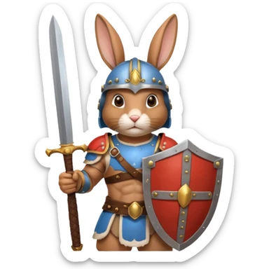 a rabbit Roman Gladiator, half upper  sticker