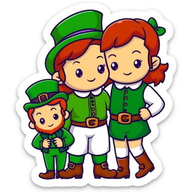 girl with red hair and brown eyes with a leprechaun sticker