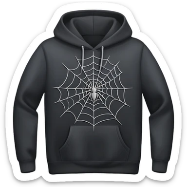 grey spider web on a black hoodie sticker