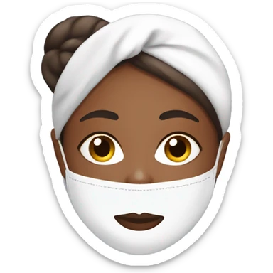 Brown skin Lady with face mask spa beauty full face relaxing sticker
