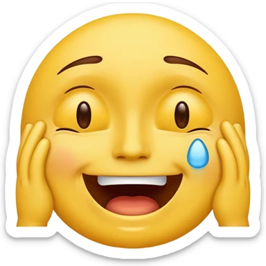make an emoji of a yellow face sobbing and then an overlap of the same face on top of that smiling sticker