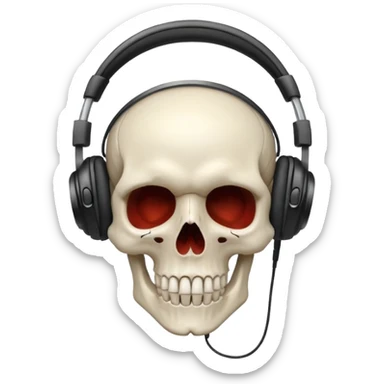 une tete de mort avec un casque audio sticker