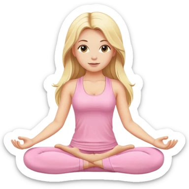 blonde yoga girl light pink clothes with long haired  sticker