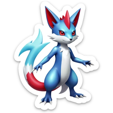 Cute Cool Edgy Shiny Futuristic Ethereal Legendary Digimon-Sneasel-Zangoose-hybrid full body sticker