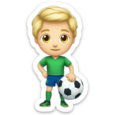 Petit garçon blond avec un ballon de foot sticker