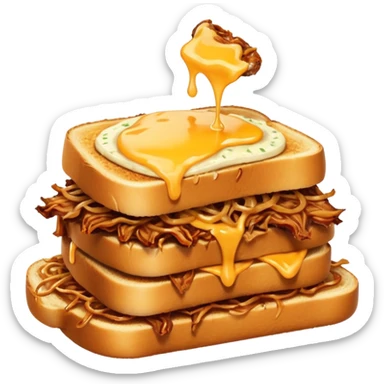 BBQ pulled pork melt on texas toast with crispy onions  sticker