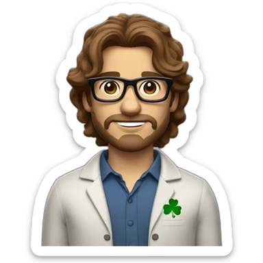 Half Puerto Rican and half Irish man with shoulder length wavy brown hair that wears glasses and is an iOS app programmer that likes legos, video games, and scifi movies sticker