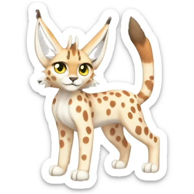 spotted Lynx-Caracal-Fakemon-hybrid with orange points full body sticker