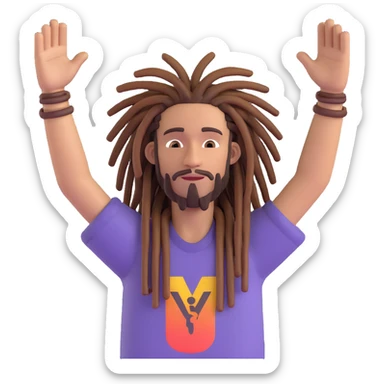 A rasta man bigging up di whole world 🌍🔥🤲🏾, reggae vibes 🎶, love and unity ✨💛💚❤️, every nation stand strong 🇯🇲🌐👑. sticker