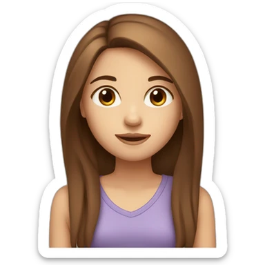 girl with straight long brown hair, brown eyes, fair skin sticker