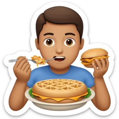 Big fat person eating lots of food sticker