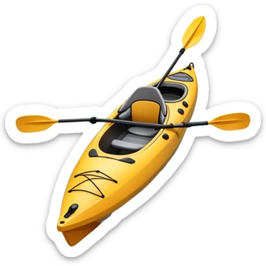 An icon showing a close-up of a sleek kayak with double-bladed paddles gliding through water. Splashes surround the boat as it cuts across a calm surface, symbolizing speed and focus. Transparent background emphasizes the dynamic and personal nature of kayak paddling. sticker
