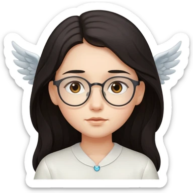 Angel with eyeglasses and long dark hair sticker