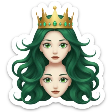 beautiful queen hydra sea witch with seven heads and a crown on the main head sticker
