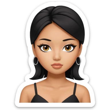 asian tanned beauty standard, pretty bratz baddie, black eyeliner sticker