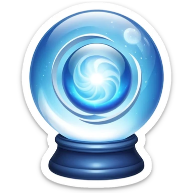 A mystical blue crystal ball scrying orb with swirling magic inside sticker