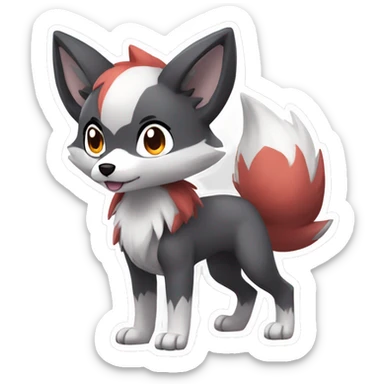 Kawaii Chibi Poochyena-Lycanroc-Pokémon Full Body sticker