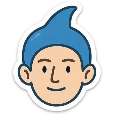 face with blue dolphin fin, digital illustration sticker