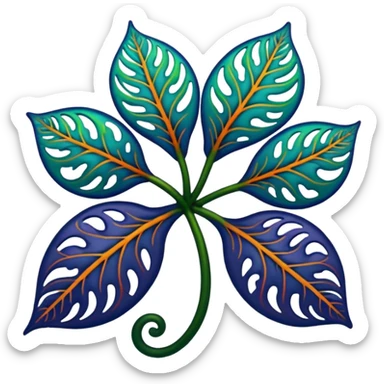 dark colorful filigree design, leaf shapes, flower shapes, nature shapes, toxic nature, toxic plants sticker