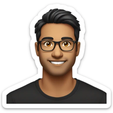 25 year old indian silicon valley creator economy startup founder smiling wearing glasses in a black tshirt with broad shoulders profile photo sticker