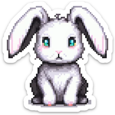 cute fuzzy bunny with floppy ears sticker
