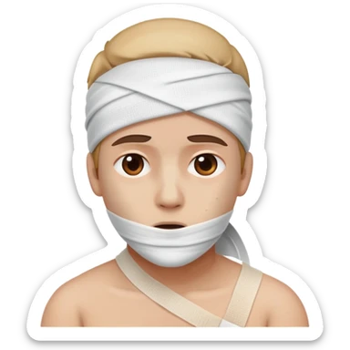 person with bandage and injury looking hurt sticker