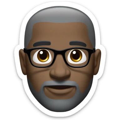 deon sanders with small round face and suit and glasses and buzz cut and small black eyes and small gray bearded and small black eyes and wrinkled forehead sticker
