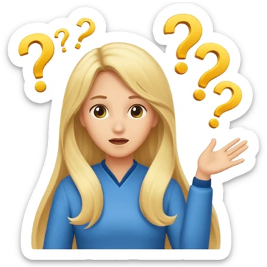 lady with long blonde hair throwing question marks in the air saying why sticker