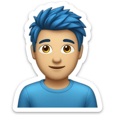 Un jeune homme avec les cheveux couper dégradé bas et teinture bleu étoile. sticker