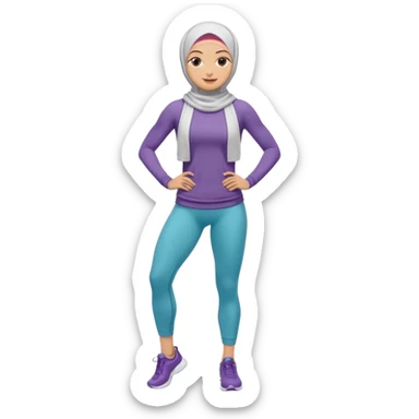 High resolution full body of a girl wearing a hijab and is a fitness trainer sticker