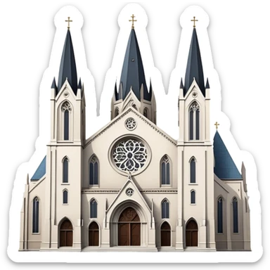 Cinematic Realistic St. Mary's Basilica Landmark Emoji, showcasing the iconic gothic church rendered with lifelike textures and soft, reverent lighting. sticker