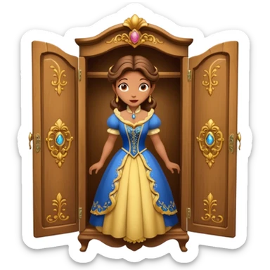 A middle-aged lady character from the fairy tale Beauty and the Beast — she was turned into a wardrobe by magic, while retaining the wardrobe's original form and having an anthropomorphic face. sticker