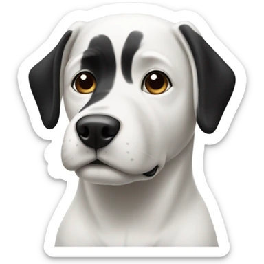 White and black dogy whit full black head sticker