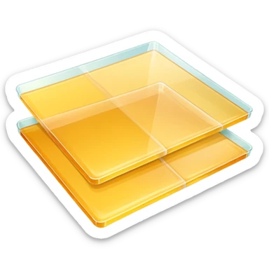 two flat, overlapping gelatin sheets, visible crisscross lines, thin, glossy, pale yellow-amber, realistic transparency, no extra elements sticker
